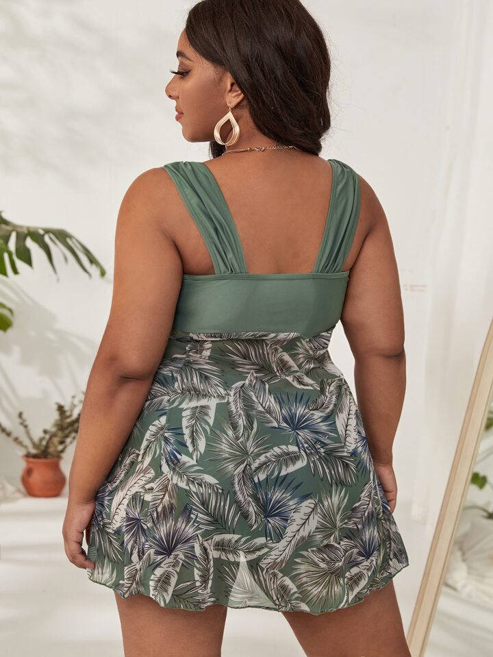 Plus Size Swimdress Tankini Set Modest Bikini Cover Up Bathing Suit